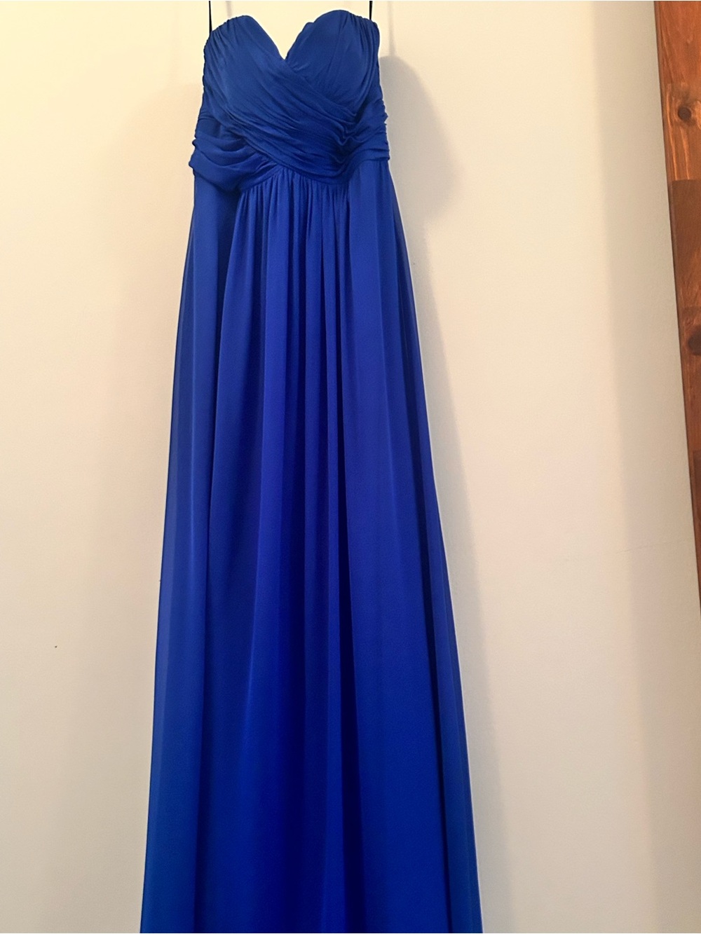 Dessy Collection Strapless Royal Blue Chiffon Gown